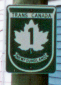 Route marker for Trans-Canada Highway in Newfoundland