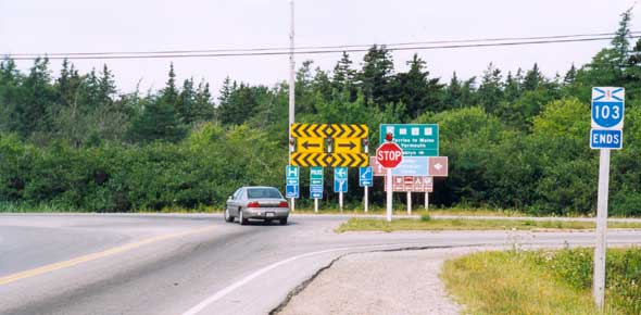 West end of NS 103, at T-intersection with Hardscratch Road